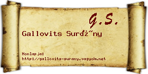 Gallovits Surány névjegykártya
